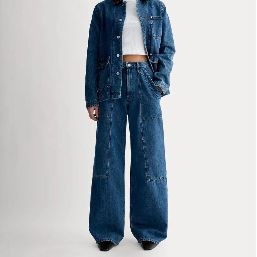 NWT Everlane The Carpenter Utility Wide-Leg Jean In Medium Wash Size 30